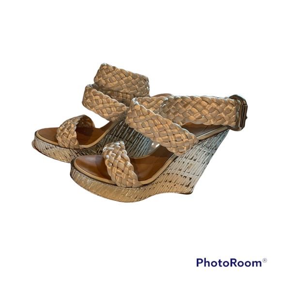 Giuseppe Zanotti Braided Heels Cream with Shiny Silver Heel - Picture 2 of 7